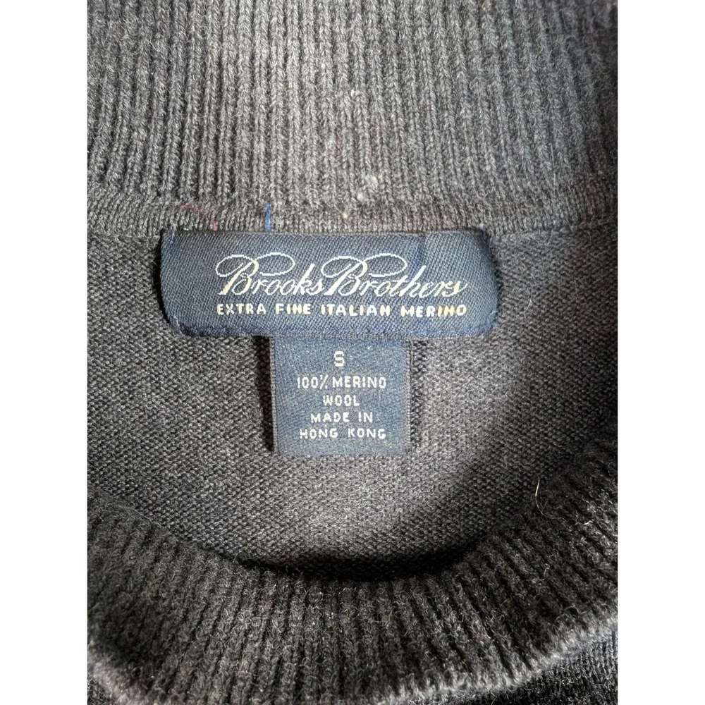 Brooks Brothers Mens Extra Fine Italian Merino Wool Mock Neck Sweater Gray S